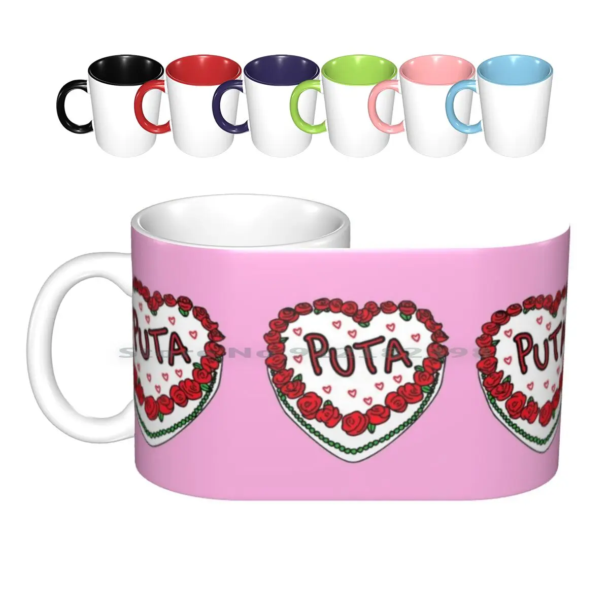 

Puta Pastel Ceramic Mugs Coffee Cups Milk Tea Mug Puta Cake Pastel Mexican Mexico Crybaby Cry Baby Creative Trending Vintage