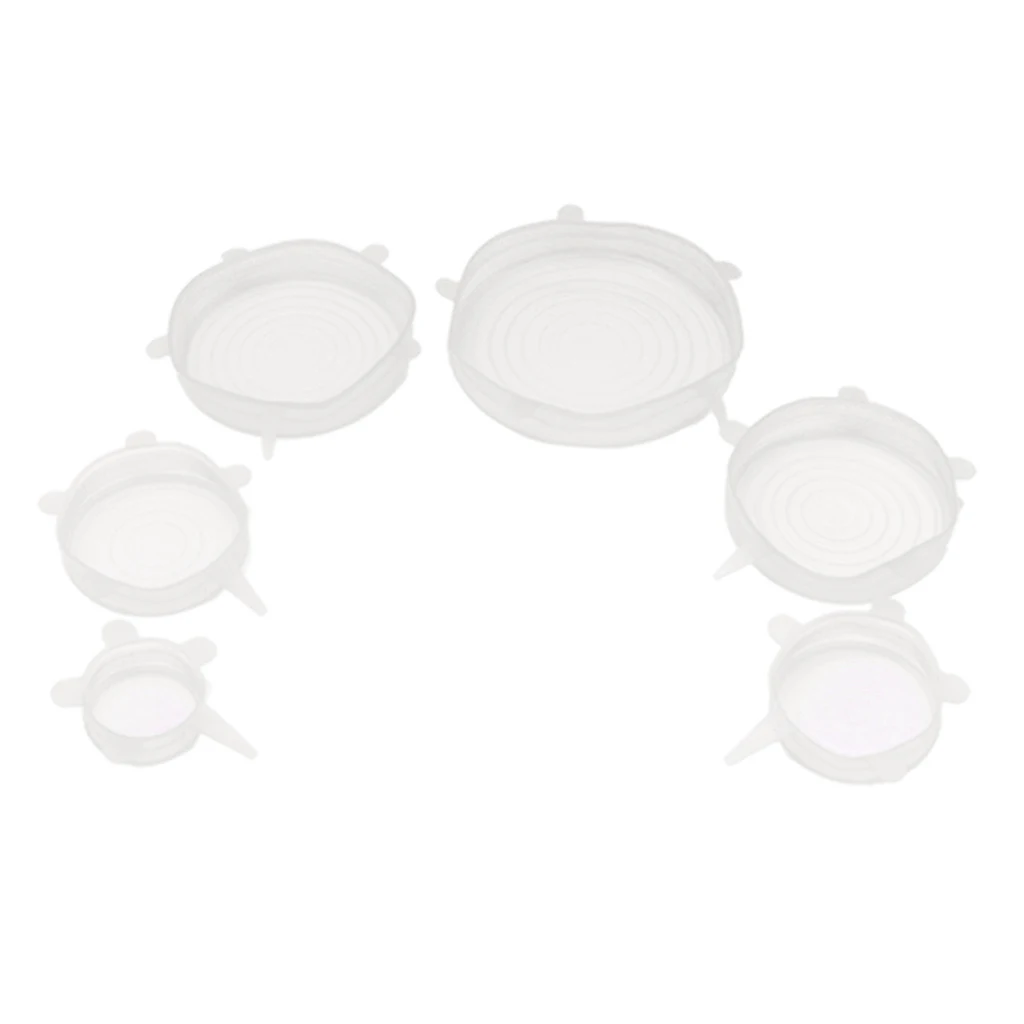 

6pcs Silicone Stretch Lids Expandable to Fit Various Sizes and Shapes of Containers, for Keeping Food Fresh