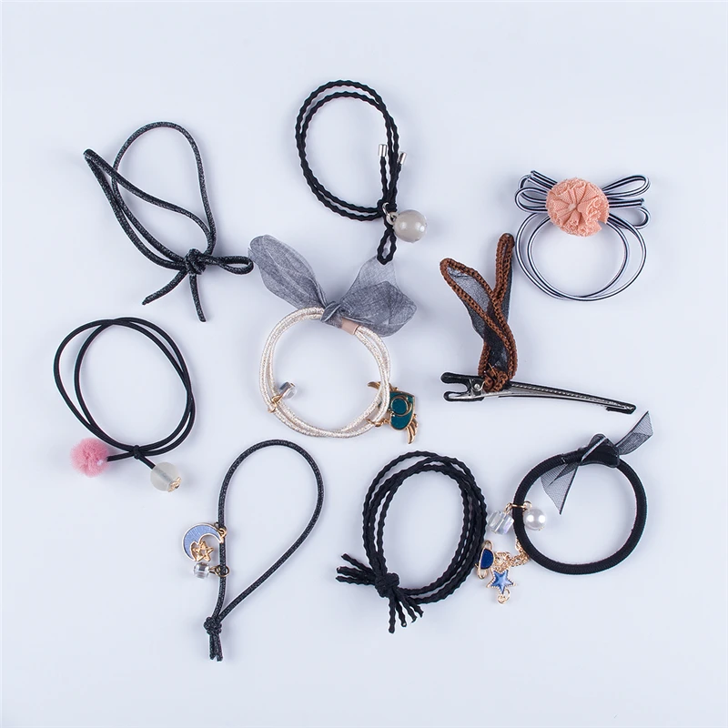

9 pcs/Set Multi-Style Women Girls Lace Elastic Hair Bands Scrunchies Hair Accessories Sweet Women Hair Clips Hairpins Headwear