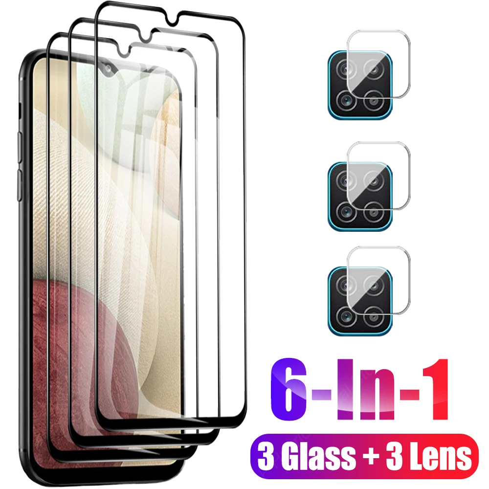 

6-in-1 Full Protective Glass Screen Protector For Samsung Galaxy A12 M12 Tempered Film On A1 2 A 1 2 M 12 Camera Protection Lens