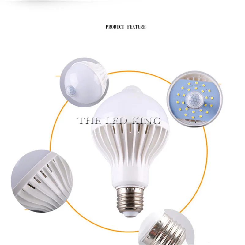 Светодиодная лампа 3W 5W 7W 9W PIR датчик движения Сенсор Лампа AC 220V 230V Авто Smart Led