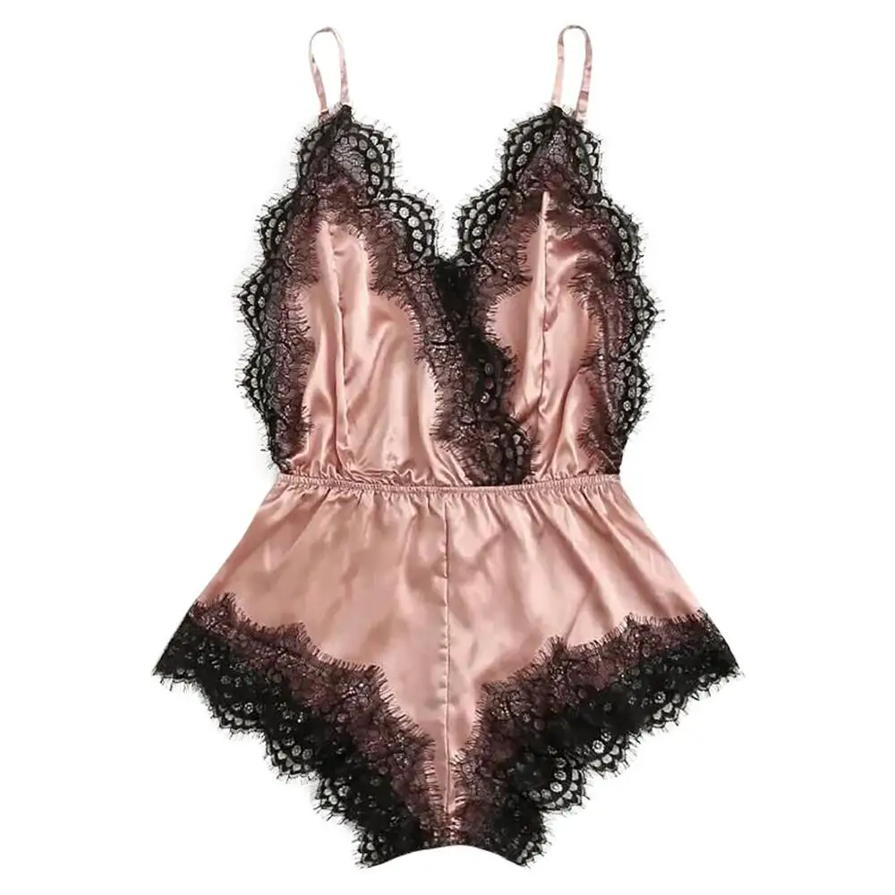 2020 женское сексуальное боди ночная рубашка кружевное белье ночное сатиновый