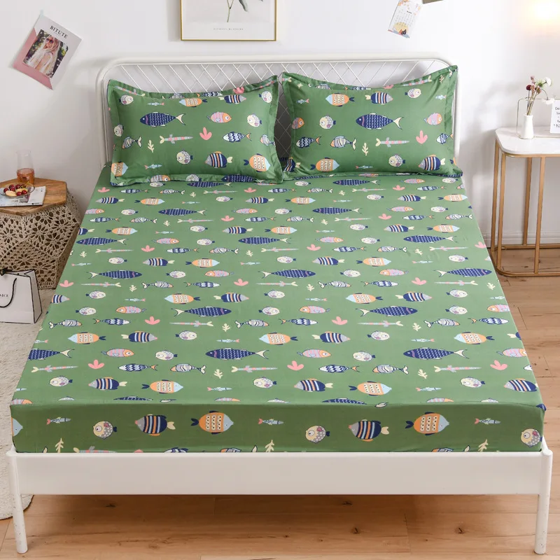 

Fitted Sheet Elastic Bed Mattress Cover 30cm High Quality Rubber Band Printed Bedding Fitted Sheet Bed Sheets (No Pillowcase)