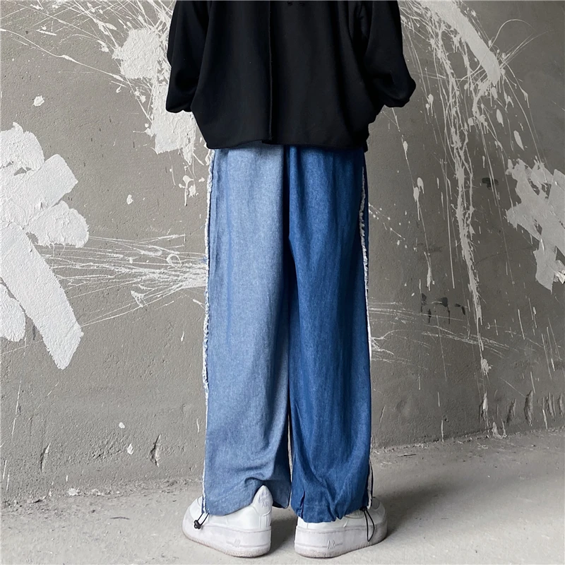 

New Washed Women's Jeans Straight Leg Fashion High Waist Wide Leg Pants Commuter Loose Jeans Street Men's Retro Stitching Jeans
