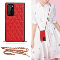 diagonal small fragrant leather case for oppo reno 4 oppo reno 4 pro new fashion lanyard simple anti fall mobile phone case