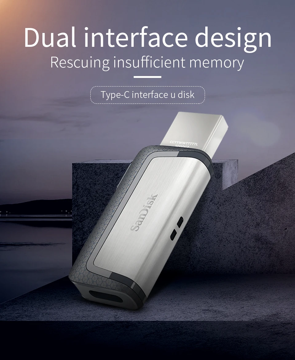 SanDisk SDDDC2 USB флэш-накопитель 128 ГБ 256 ГБ 64 ГБ 32 ГБ высокоскоростной тип-c USB 3,1 карта памяти двойной OTG флэш-накопитель 130 м/с флешки