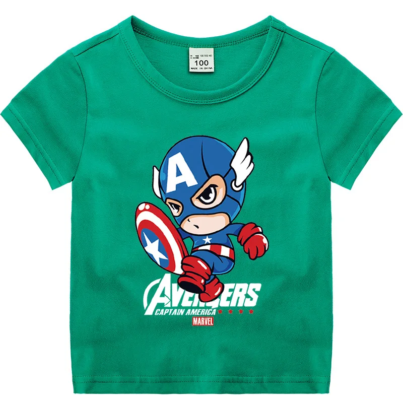 

Marvel Kawaii Captain America Anime Cartoon T-shirts for Girls Boys Super Hero Kids Clothes Tops Short Sleeve Clothing for Boys