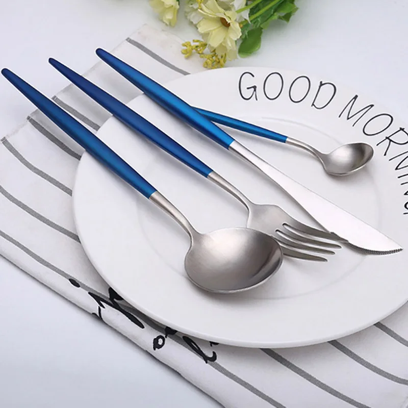 Набор посуды из нержавеющей стали Серебряная вилка европейский стиль столовые