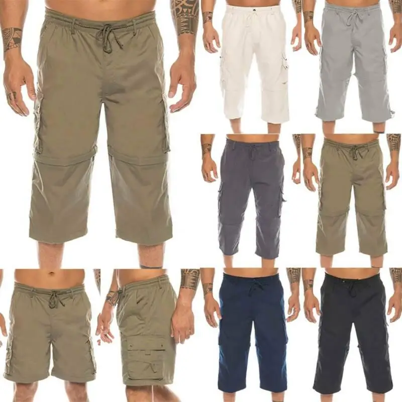 Men's Detachable Cargo Shorts Pockets Combat Pants Summer Convertible Trousers