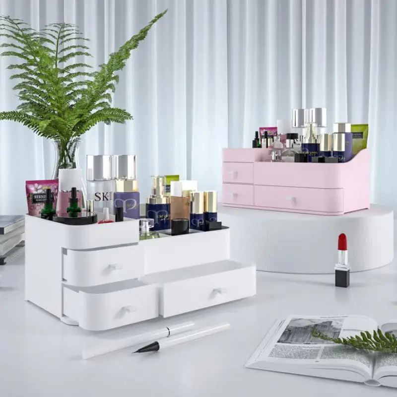 

New cosmetic storage box, large finishing desktop, household lipstick, large capacity dressing table, skin care product rack