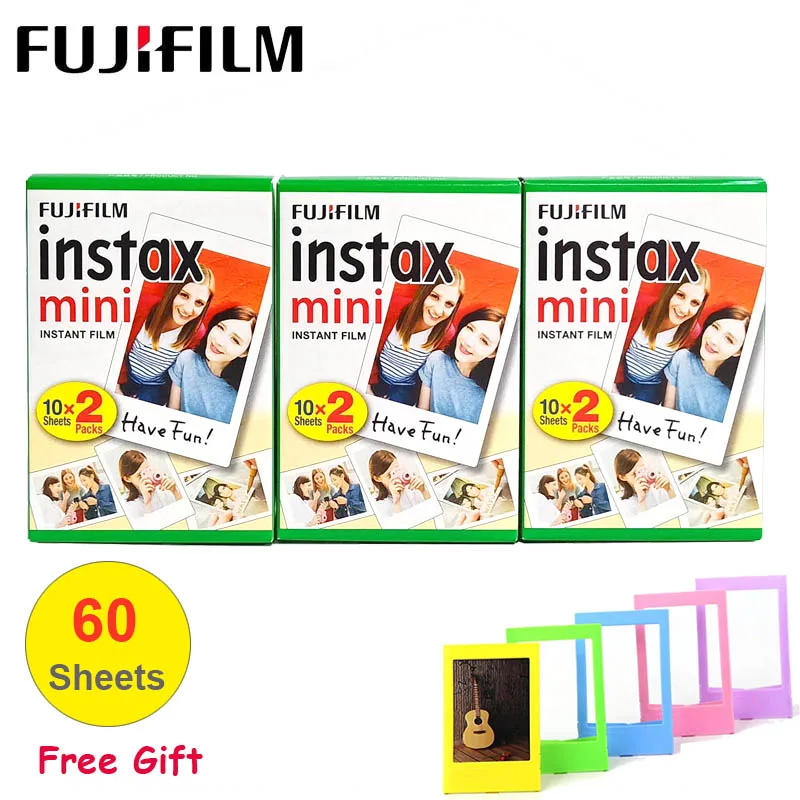 60 sheets Fujifilm Instax Мини пленка 3 дюйма белая кромка фотобумага для Polaroid FUJI Instax Mini LiPlay Mini 9 8 7s 25 70 90 мгновенная камера - Цвет: 60 sheets