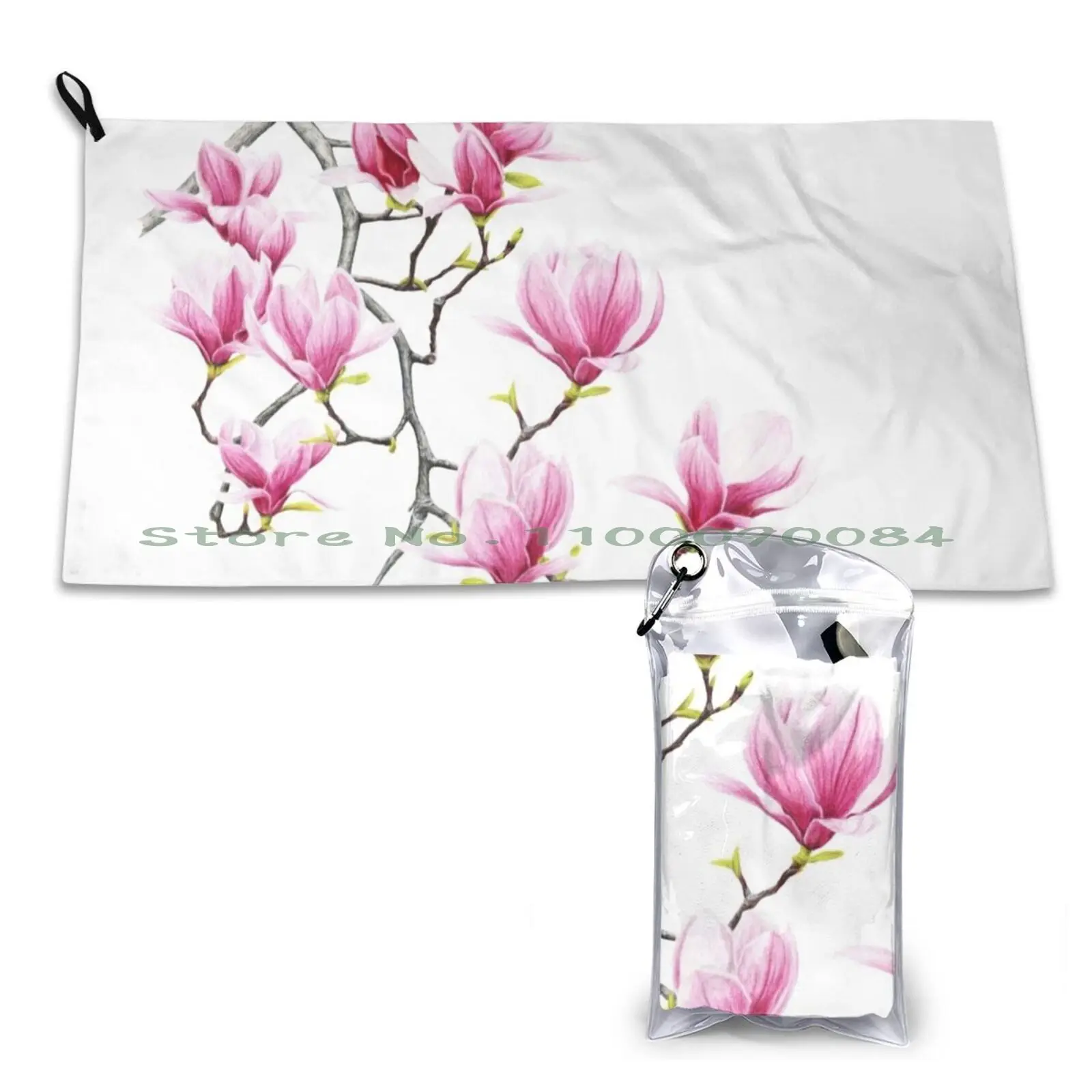 Gym Sports Bath Portable Magnolia Pink Floral Spring Blossom Bloom Flowers Tree Nature