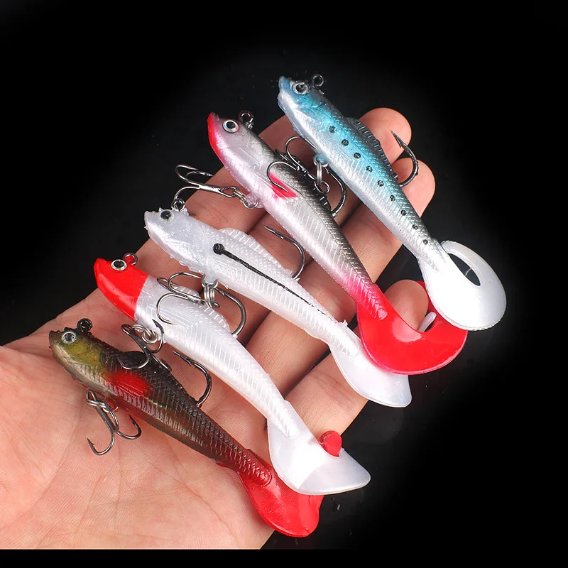 1 יחידה ראש עופרת סיליקון רך לור דייג Jig Wobbler Swimbait 9.5cm 9.5g Isca Bait מלאכותי Carp Bass Fish Pesca Tackle