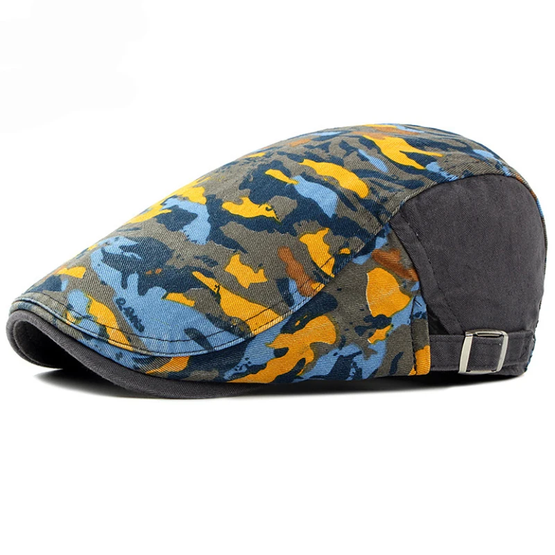 

Big Head Cotton Berets Wholesale Fashion Women Advanced Ivy Gastby Flat Sun Caps Camo Camouflage Adjustable Beret Caps Plus Size