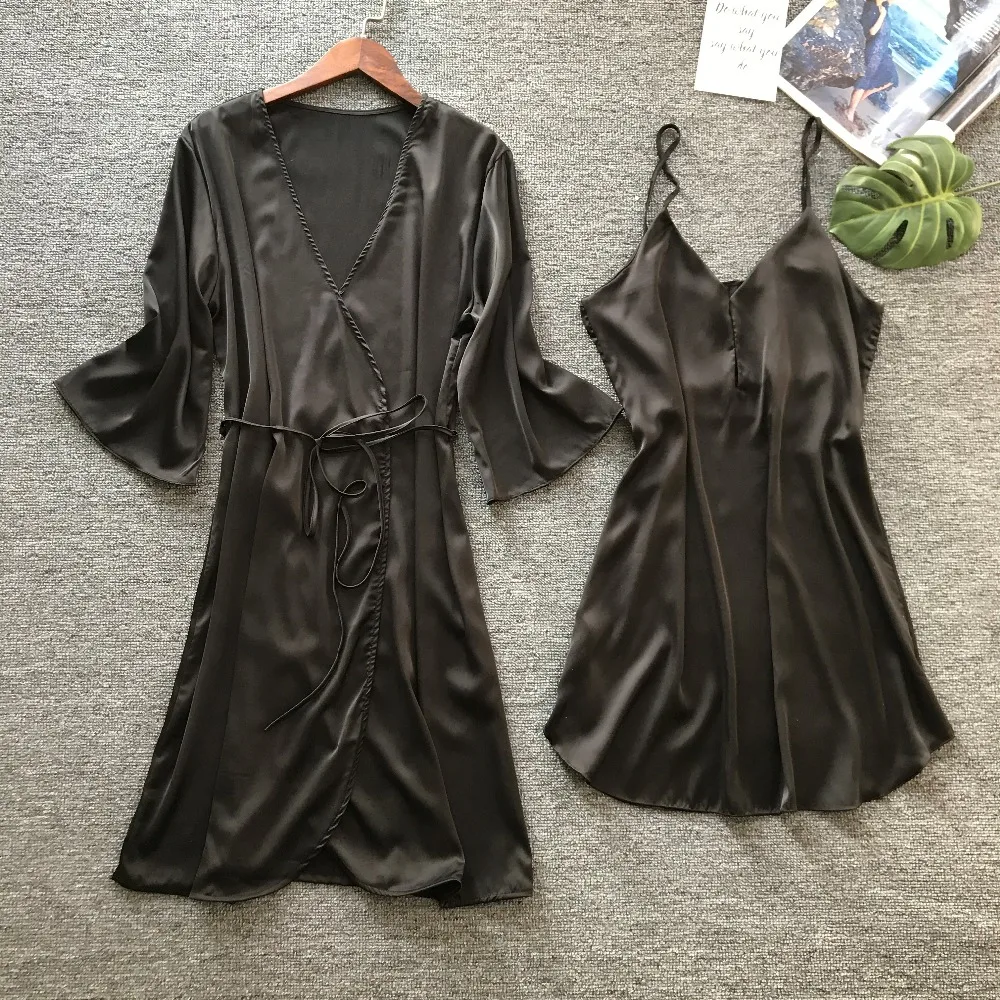 Модный набор женских халатов 2 шт. наборы весна 2019 одежда для сна халат Женская