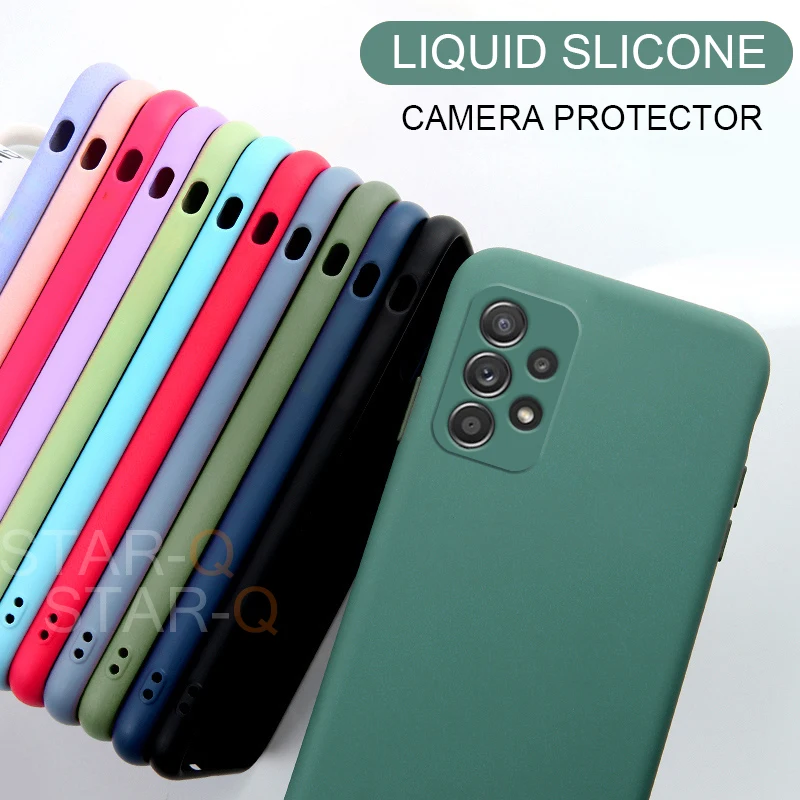 New Upgrade Camera Protector Liquid Silicone Phone Case For Samsung Galaxy A52 A72 A32 4G 5G A53 Original Back Cover Cases 1