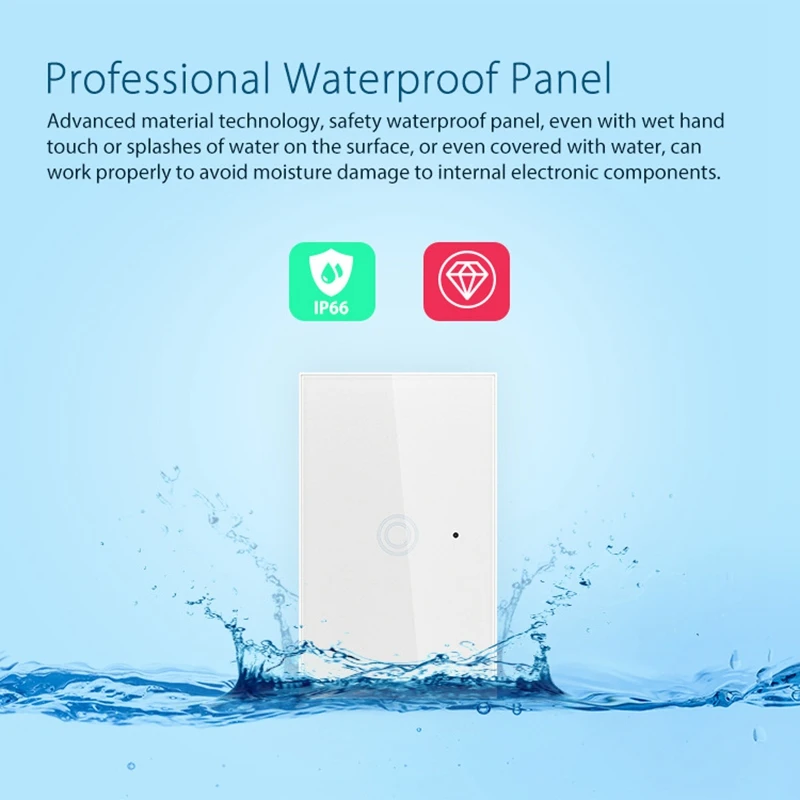 

Smart Wifi Wall Light Switch 1Gang Press Switch Remote Control Smart Life Tuya APP Work with Alexa Google Home US Plug