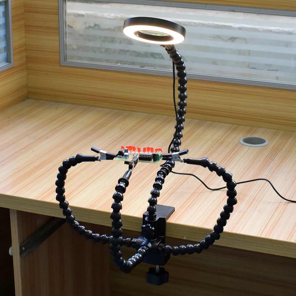 NEWACALOX ClampingTable пайки третьей руку PCB держатель 3X увеличительное Стекло USB