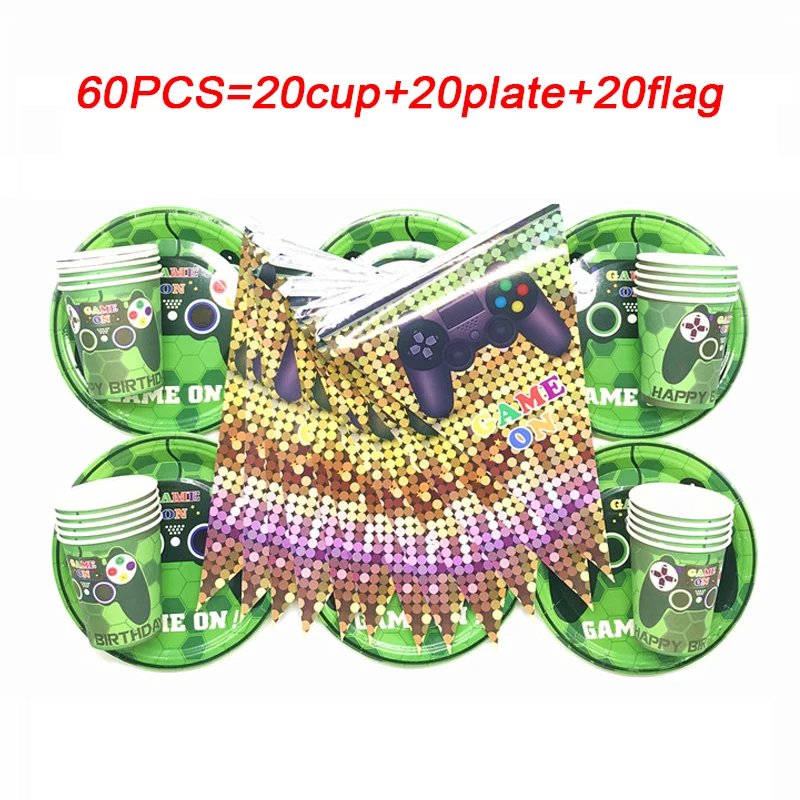 

Набор одноразовой посуды в стиле игры, 60 шт.