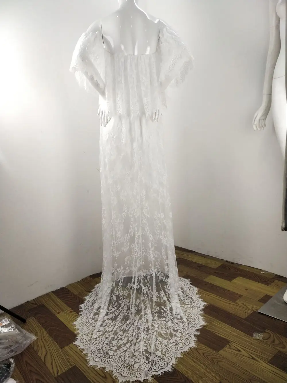 Платье Макси женское с открытыми плечами кружевное отложным воротником| |