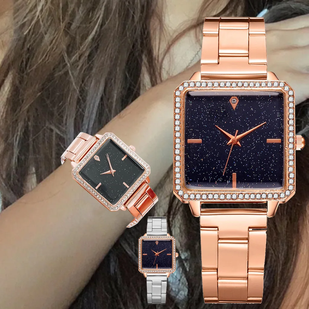 

Montre Femme Undefined New Stainless steel Women's watches Square Diamond Luminous Watch Gift Ladies watch Luxury Branded Clock