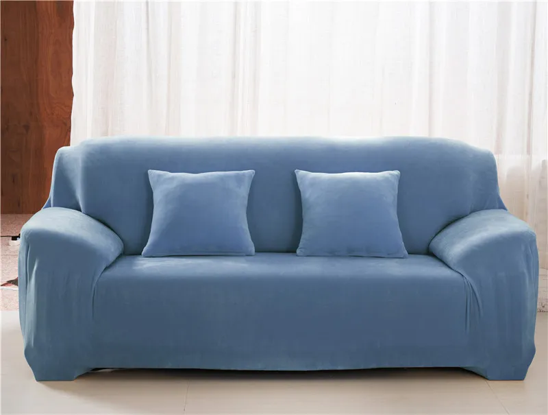 Grey Blue Упругие утолщенные Плюшевые Чехлы для дивана, универсальные осенние и зимние чехлы для диванов, Нескользящие пылезащитные диванные подушки - Цвет: Grey Blue