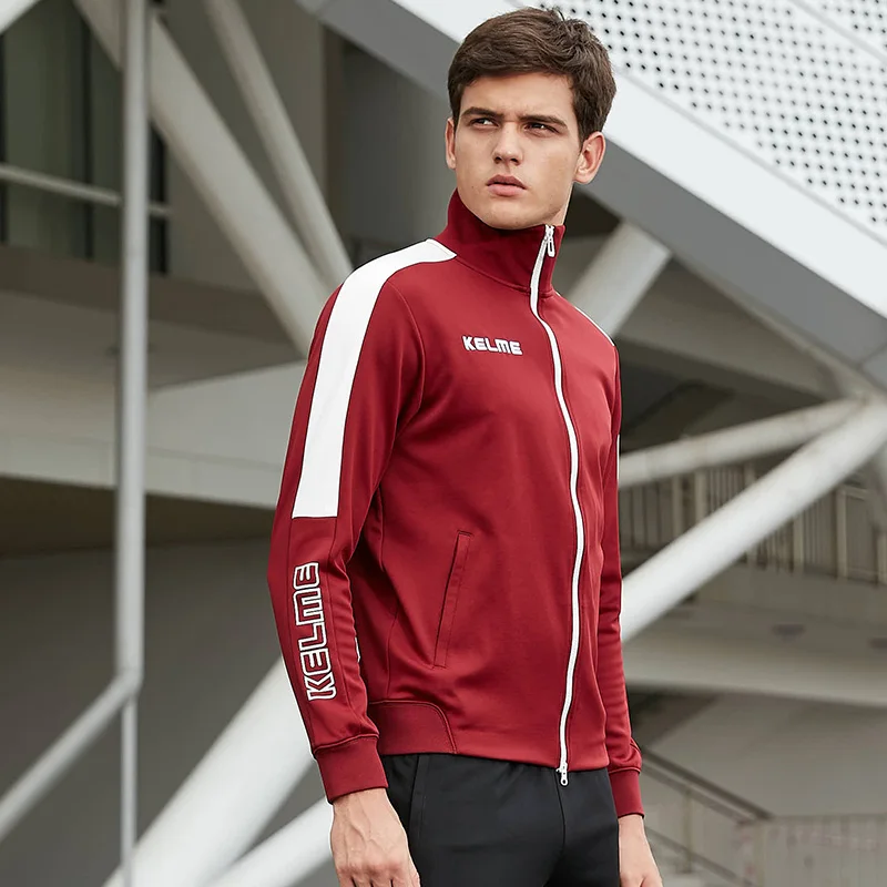 Мужская винтажная куртка в полоску сбоку KELME Весенняя Спортивная одежда для бега