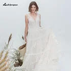 Женское свадебное платье It's yiiya, белое кружевное платье в стиле бохо с V-образным вырезом и открытой спиной на лето 2022
