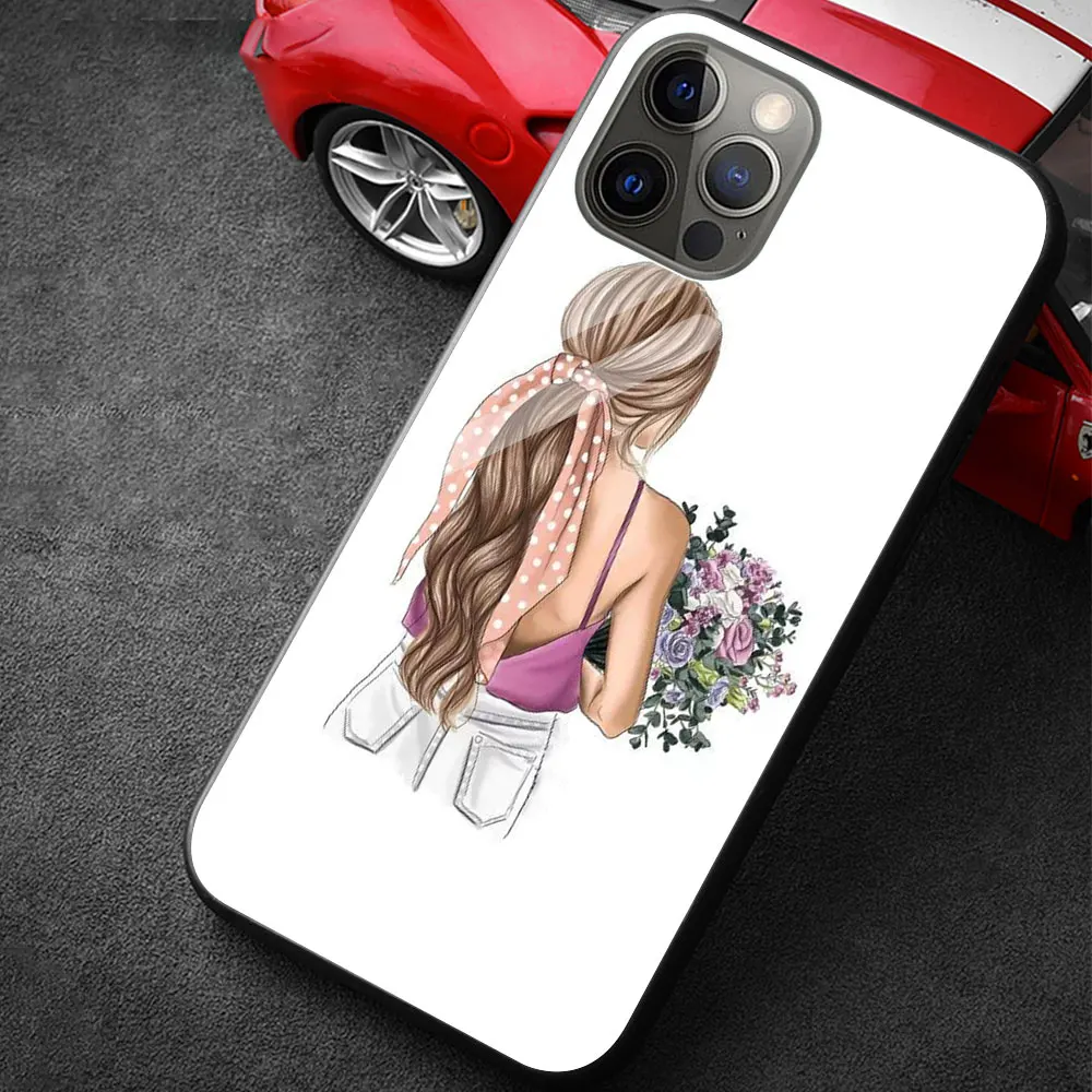 

Baby Mama Super Mom Girl Glass Phone Accessories Cover Case for Apple iPhone 12 11 Pro MAX 8 7 6 6S Plus XS Silicone Edge Shell