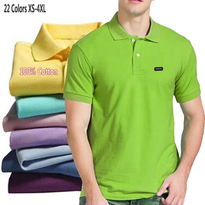 Высокое качество летние мужские рубашки поло с коротким рукавом 100% хлопок Новая