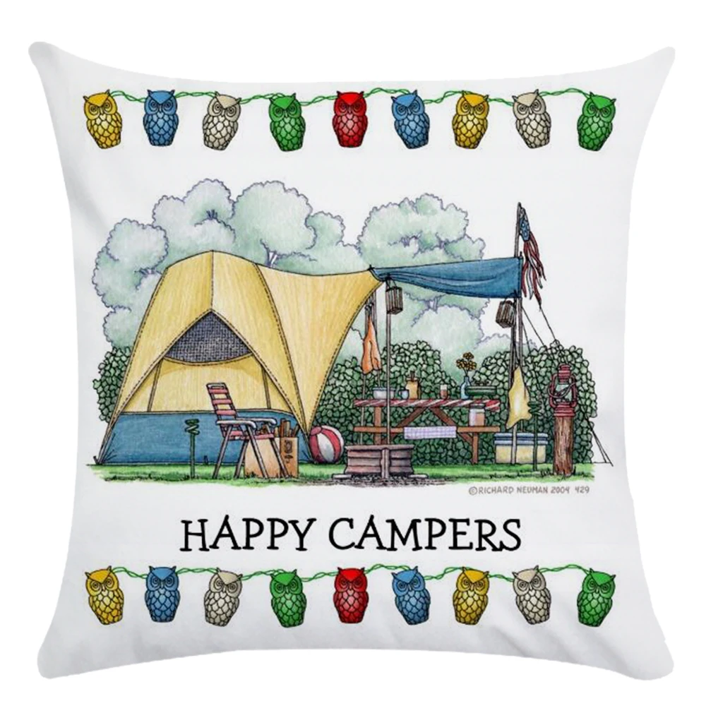 Чехол для подушки Happy and Campers чехол из полиэстера дивана CR127|Наволочки| |