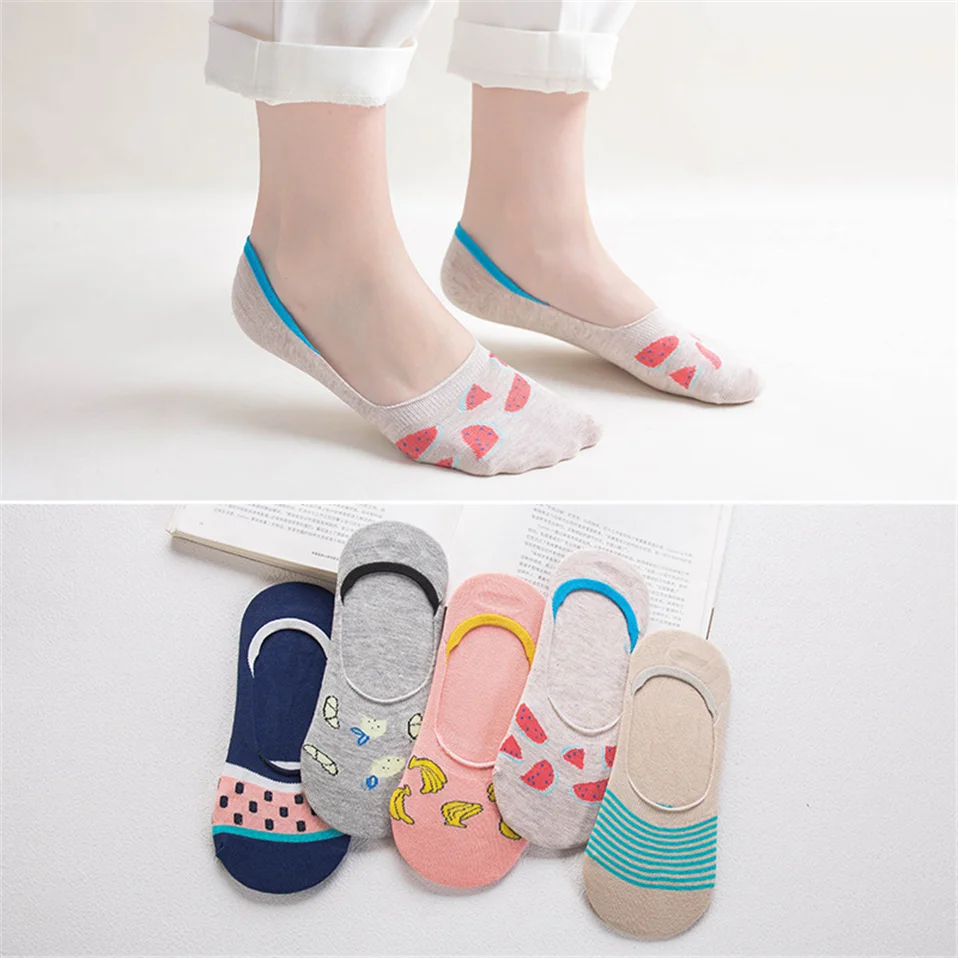 5 Pairs/Lot Cotton Women Socks Female Harajuku Casual Boat Cartoon Kawaii Cat Cute Invisiable Funny Girl Ankle Sock Set Gift images - 6