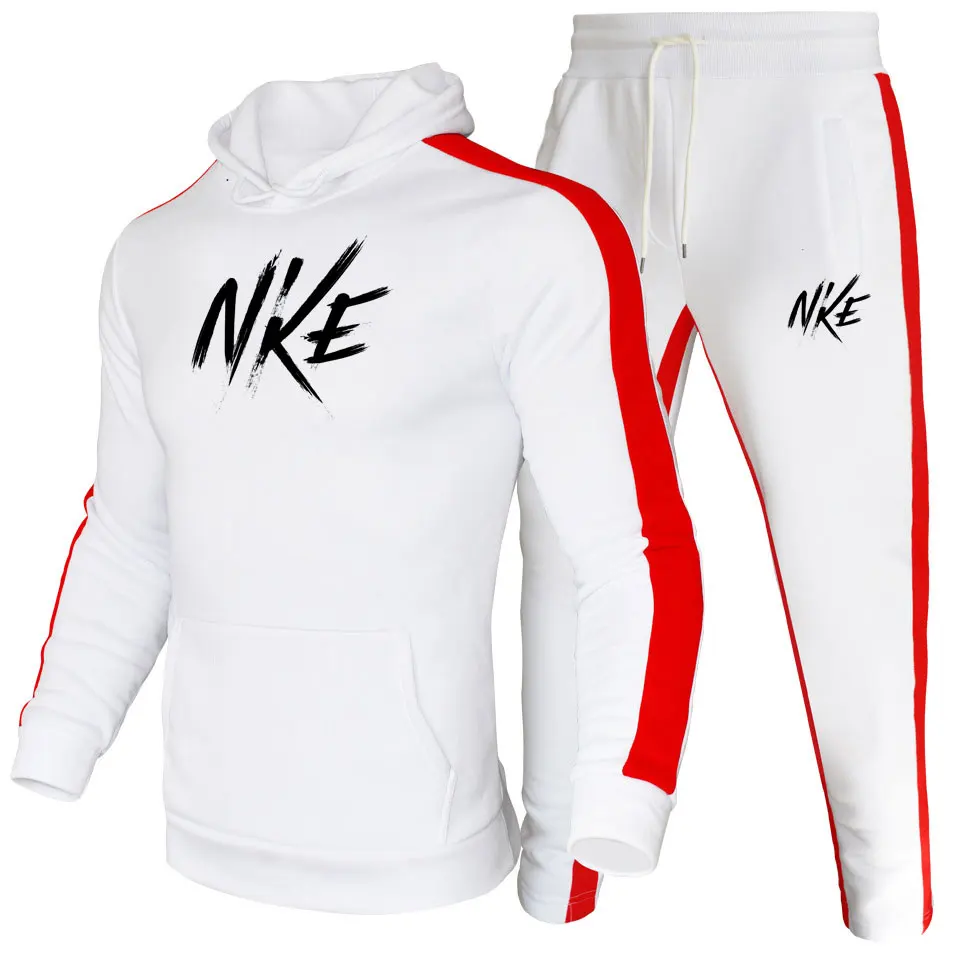 

Splice Striped Hoodie, Street Sportswear, Two-piece Men/women Jogging Fitness Matching Color Printed Hoodie