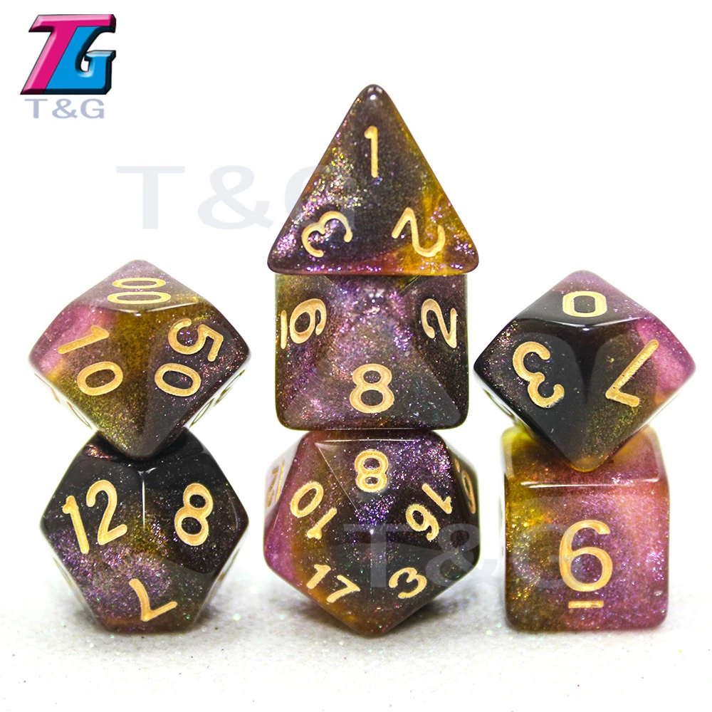 DND RPG Вселенная Галактика кости набор D4-D20 с сумкой Shinny Effectt Cool для настольной игры