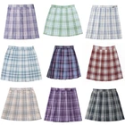 Летняя плиссированная клетчатая юбка с высокой талией для девочек, японская школьная форма Jk, платья, Милая привлекательная мини-юбка трапециевидной формы для студентов и Косплея