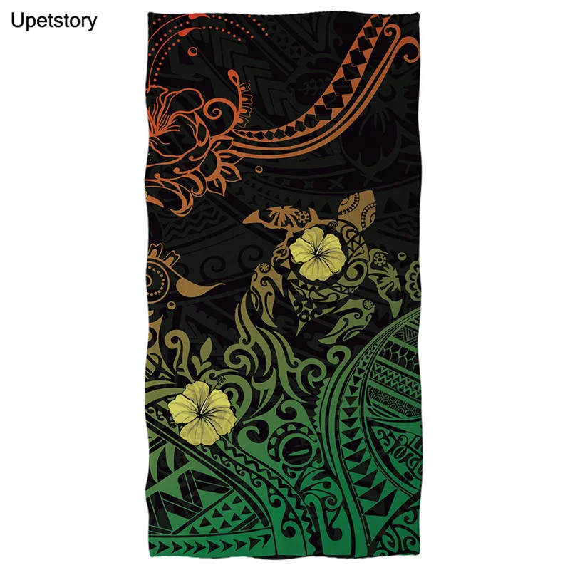 

Upetstory Hawaiian Polynesian Turtle Printed Beach Towel Super Absorbent Home Textile Soft Bath Face Hair Towels for Adults