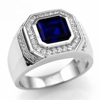 silver plated color blue zircon ring classic fashion mens and womens ring jewelry gift party banquet jewelry