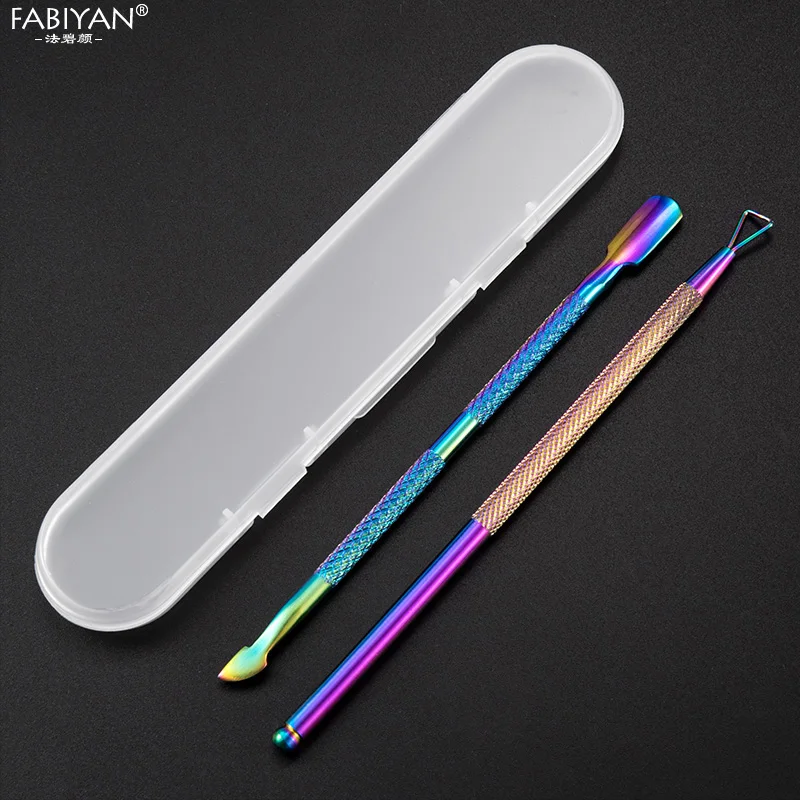 2 шт. Радужный инструмент для маникюра кутикулы с коробкой УФ-гель удаления