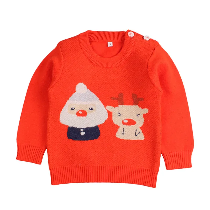 Orange Santa Хлопковый Детский свитер для мальчиков; мягкий кардиган с длинными рукавами и принтом для маленьких девочек; свитер для маленьких девочек; вязаный осенний кардиган для маленьких мальчиков - Цвет: Orange Santa