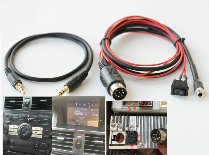 Автомобильный аудиокабель AUX 8 контактный гнездовой + Штекерный кабель для Nissan Teana
