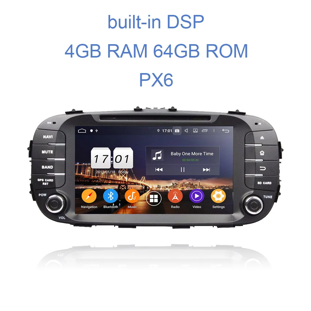 PX6 32G ROM Автомобильный dvd-плеер PX6 " 2 din TDA7851 Android 9,0, 8 ядер, 4 Гб+ 64 ГБ, для kia SOUL, Bluetooth 4,2, gps, ГЛОНАСС, Авторадио - Цвет: PX6 32G ROM