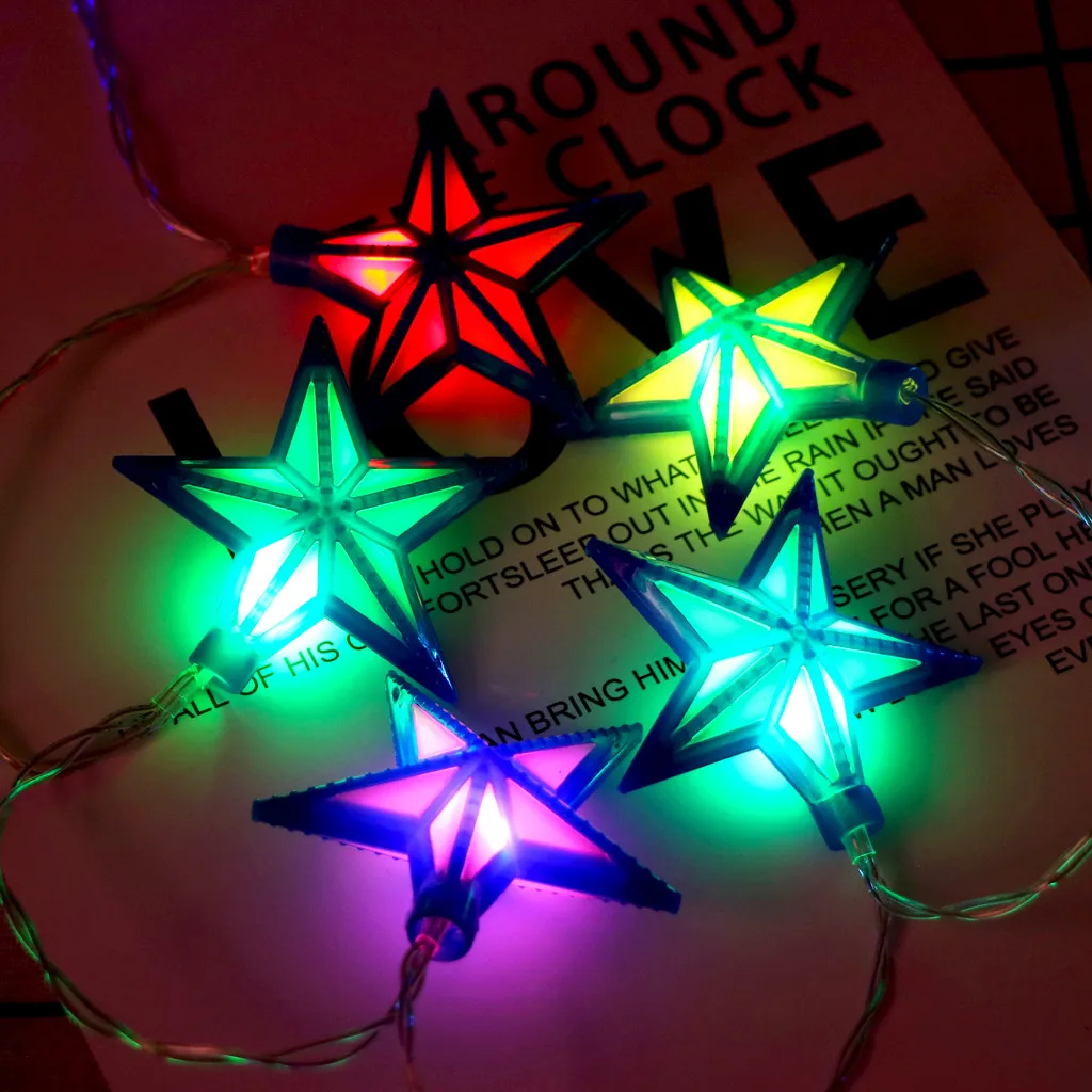 Красные гирлянды с пентаграммой декоративные светильники 10 светодиодов тип