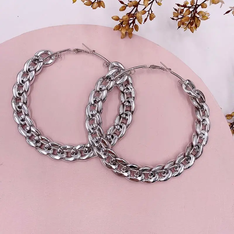 Женские крупные серьги-кольца в Корейском стиле объемные украшения из металла с