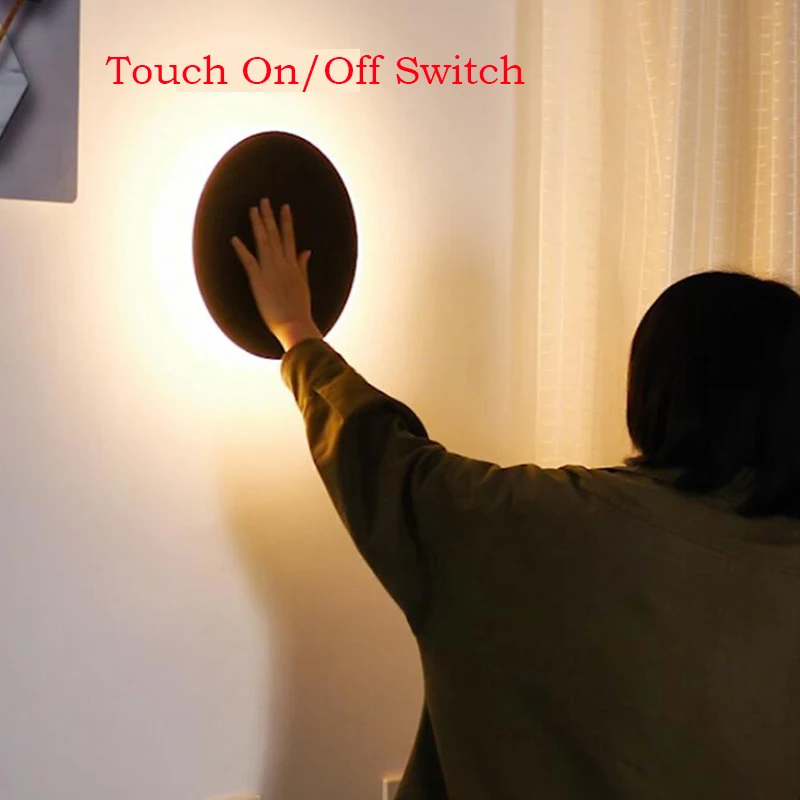 

Touch Switch LED Wall Light Modern Nordic Style Round Wall Lamp for Bedroom Living Room Loft Stair Corridor Indoor Lighting