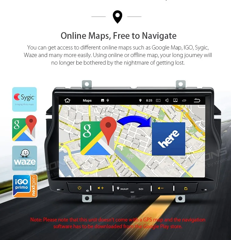 Автомобильный стереопроигрыватель XTRONS на Android плеер 8 дюймов радио GPS-навигация