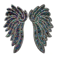 colorful wings feather applique embroidered iron on sequins patches for sweater overcoat sticker repair diy craft decoration