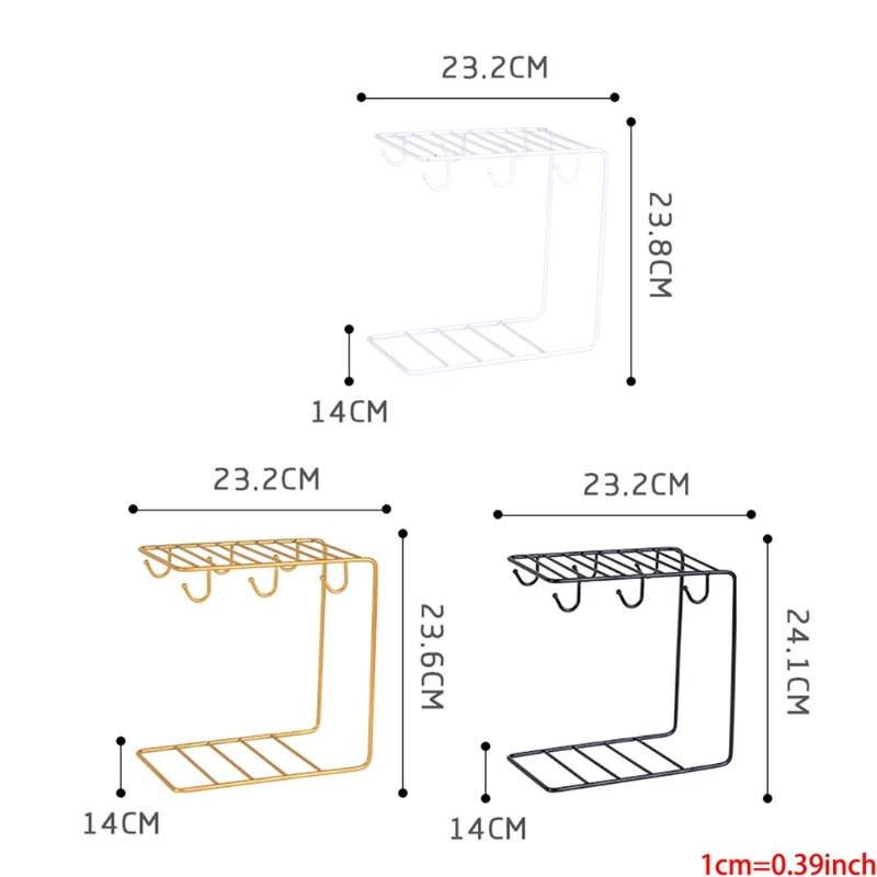 

Metal Mug Tree Holder Stand for Counter 6 Hooks Coffee Cup Display Hanger Rack Organizer for Kitchen Cabinet