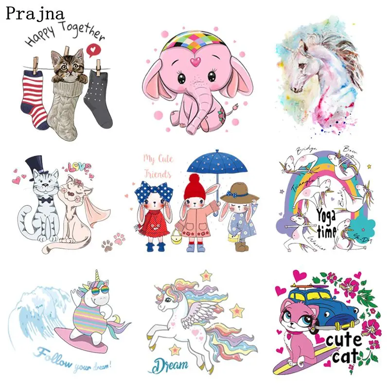 Симпатичная термонаклейка Prajna с мультяшным единорогом из винила на одежду