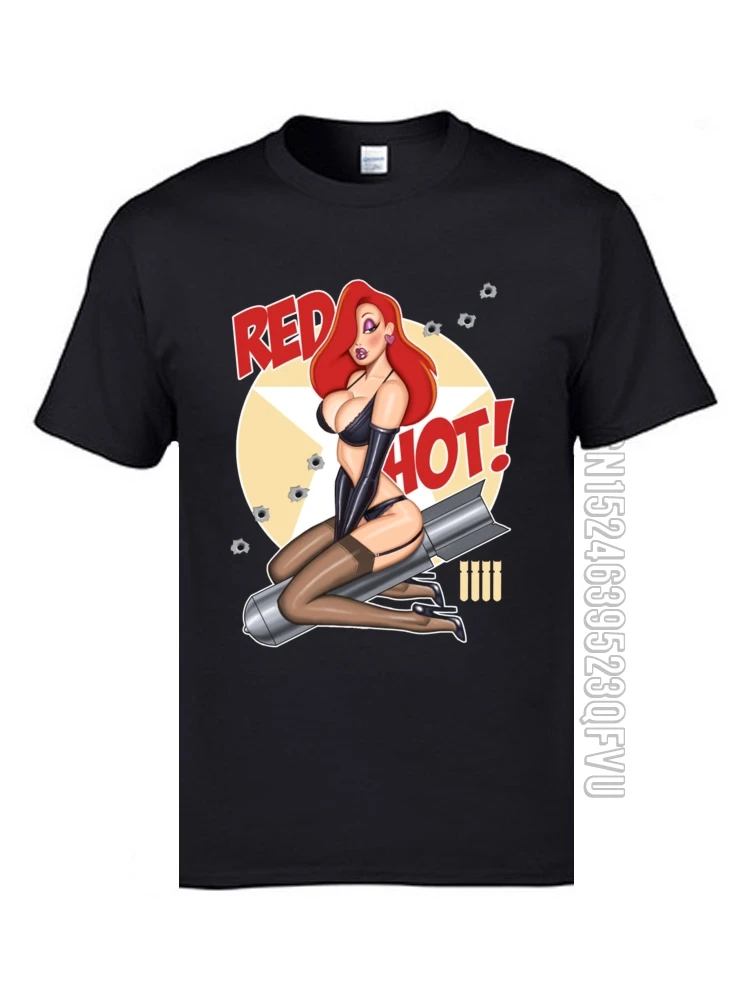 Pin Up Sexy Boom T Shirts Red Hot Bomb Weapon Print Adult Tops T Shirt Oversized Sex Warrior Funny Design T-Shirts Top Quality