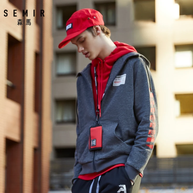 Куртка Semir мужская с капюшоном свитер надписью Спортивная весна осень 2019|Мужские